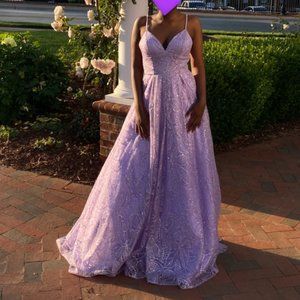 stunning lilac prom dress with glitter